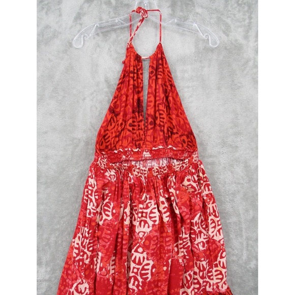 Free People Dress Medium Beach Day Bohemian Beach Resort Keyhole Backless Tassel - Picture 5 of 14